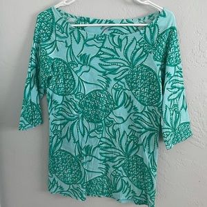 Lilly Pulitzer 3/4 Sleeve Top - Cotton scoop neck